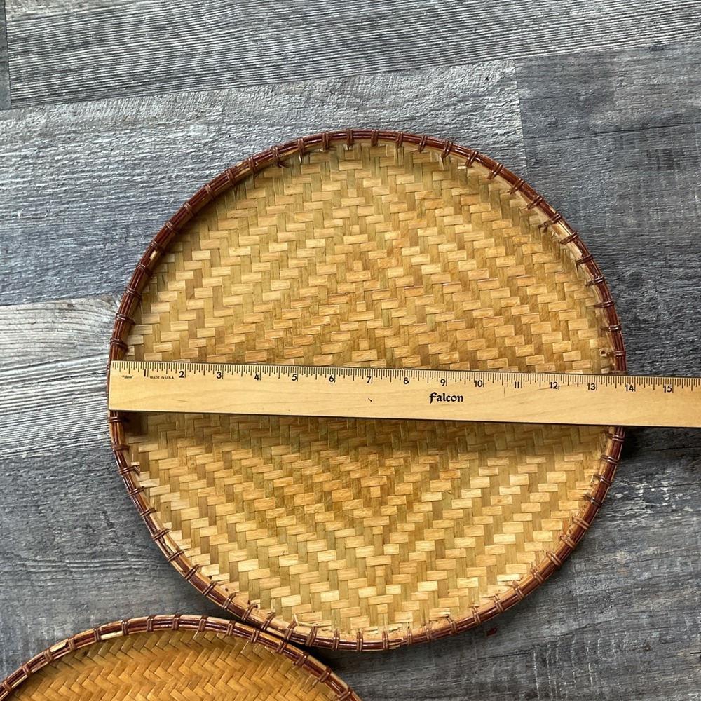 Rattan 5 Piece nesting Asian Food Rice Tray plates Traditional Wicker Serving - Picture 12 of 16
